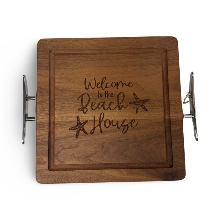12 x 12  Walnut Square Board - Welcome To The Beach