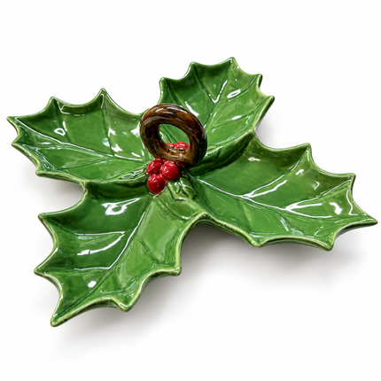Ceramic Holly Leaf Shaped Dish