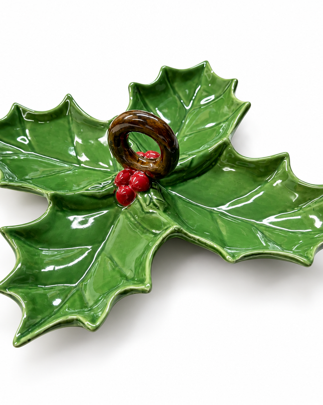 Ceramic Holly Leaf Shaped Dish