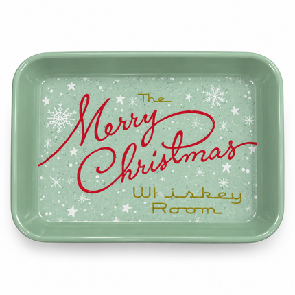 Creative Co-op Melamine Tray with Snowflakes, "...Merry Christmas"