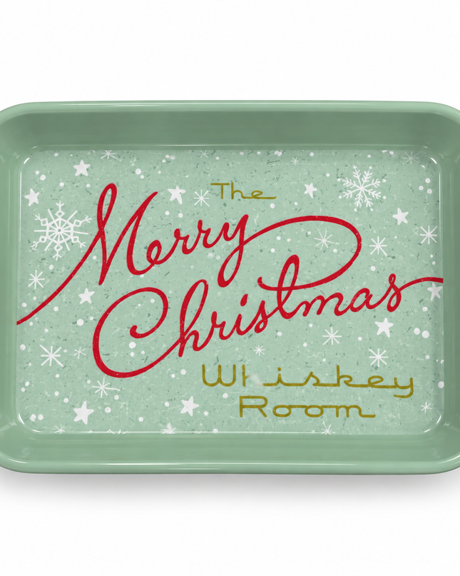 Creative Co-op Melamine Tray with Snowflakes, "...Merry Christmas"