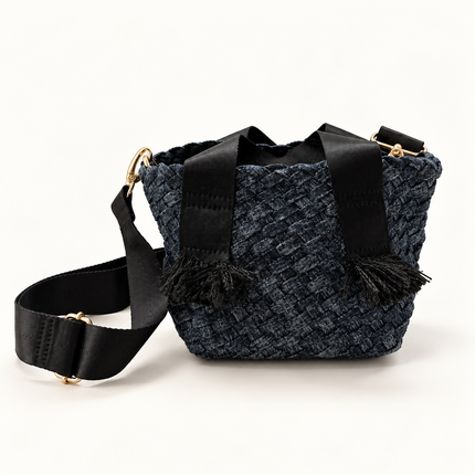 Woven, Denim, Crossbody Bag- Small