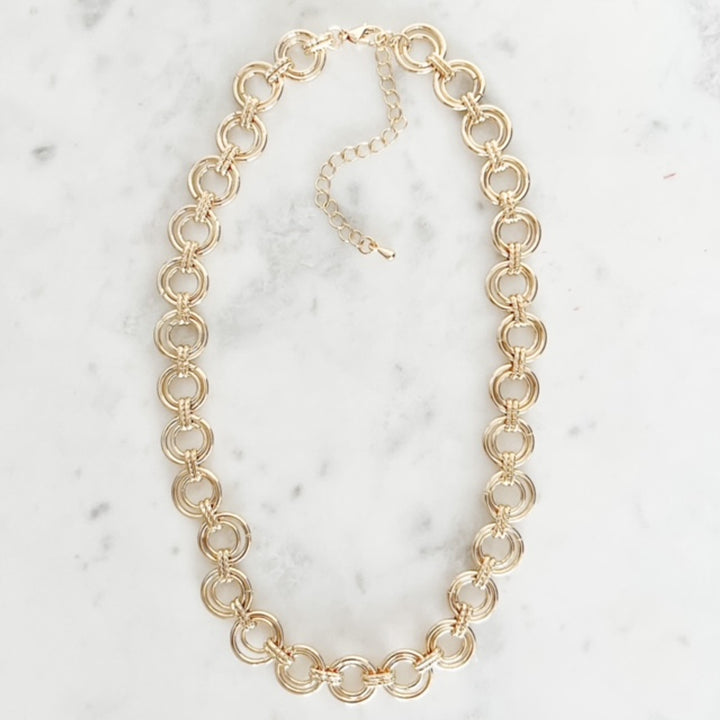 Gold Double Ring Necklace