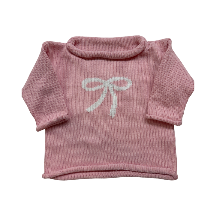 Kids Sweater- Light Pink/White Bow