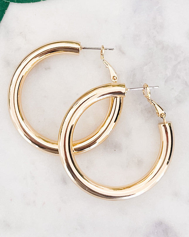 Gold-Dipped Brass Hoop Earrings