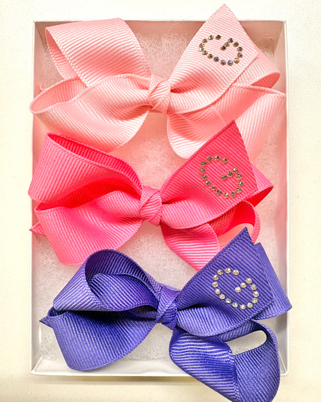 Small Initial Bow Gift Sets-Rhinestones