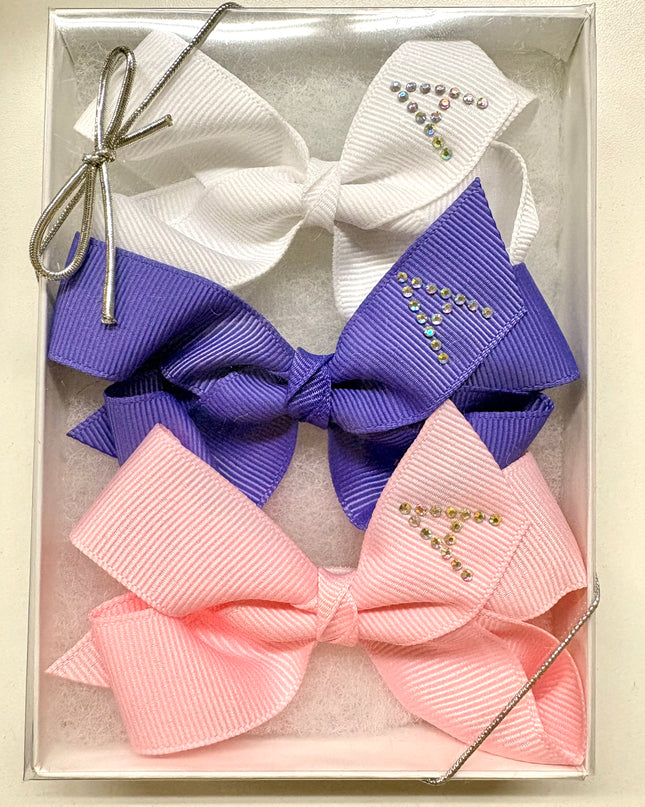 Small Initial Bow Gift Sets-Rhinestones
