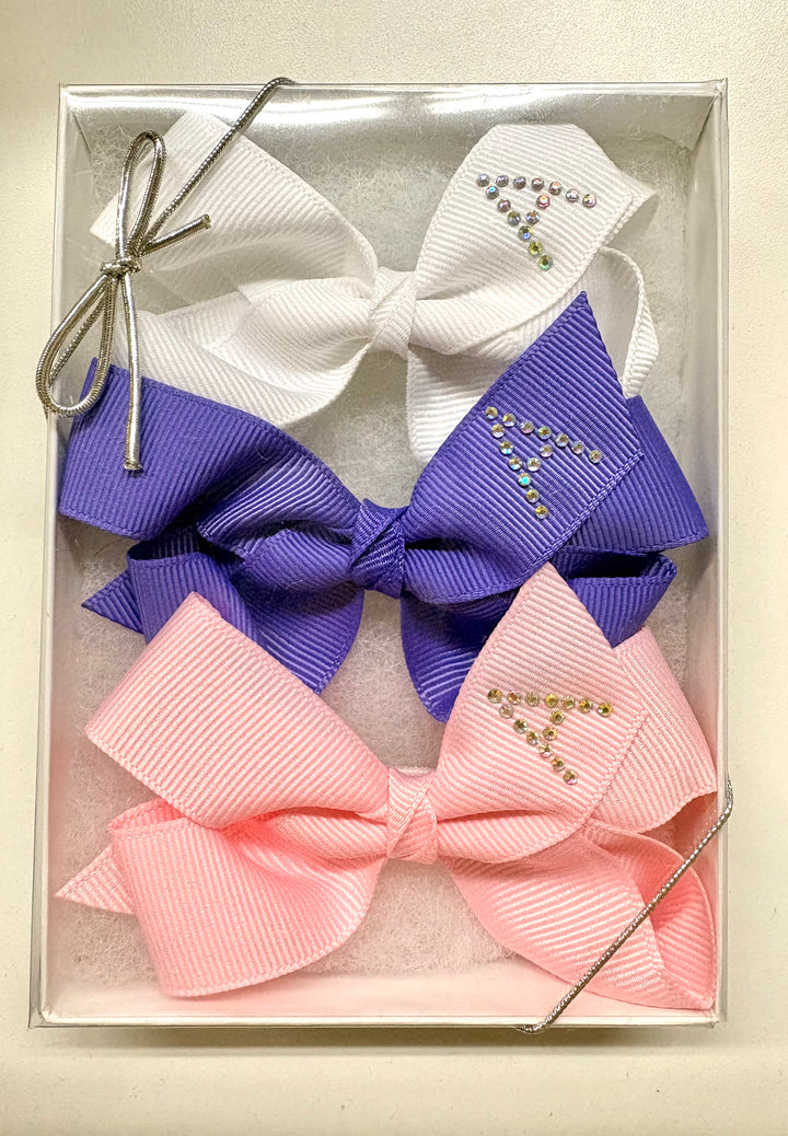 Small Initial Bow Gift Sets-Rhinestones