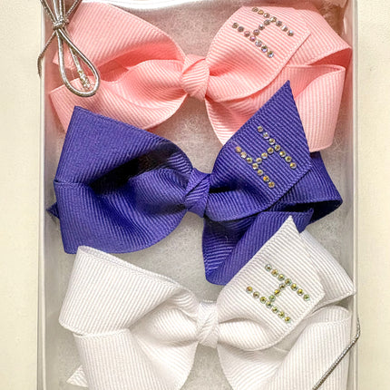 Small Initial Bow Gift Sets-Rhinestones
