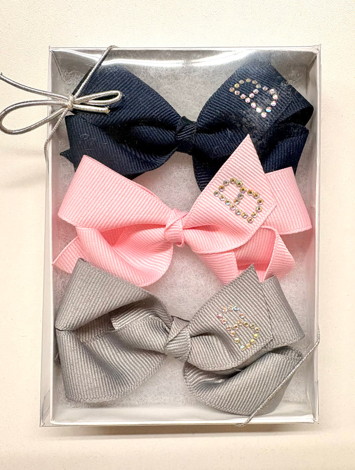 Small Initial Bow Gift Sets-Rhinestones