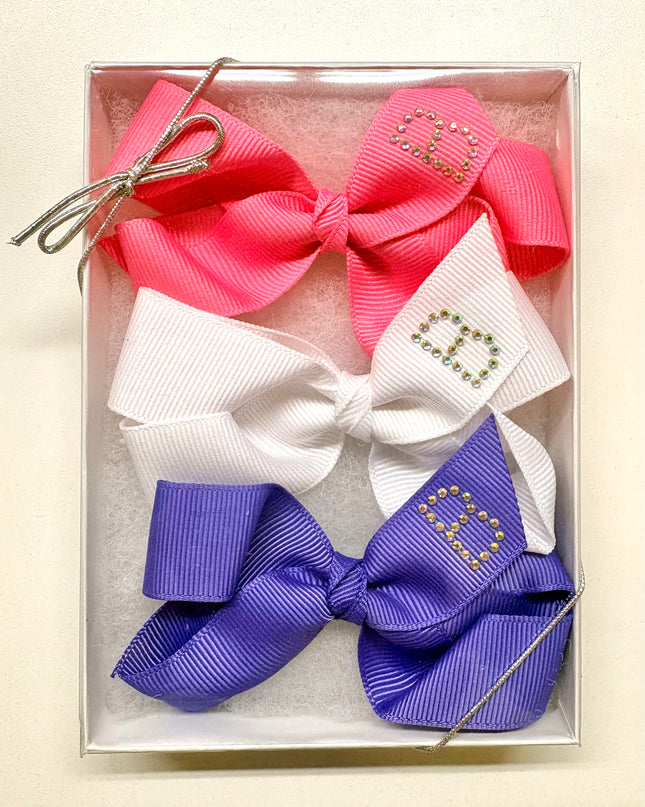 Small Initial Bow Gift Sets-Rhinestones