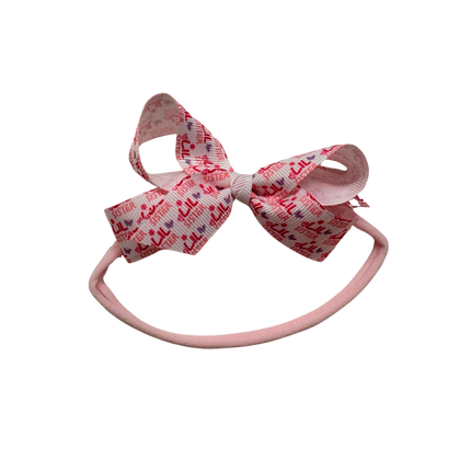 1/4" Nylon Pantyhose Headband W/Signature Grosgrain Bow