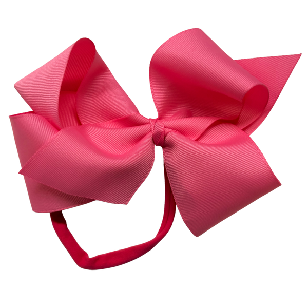 1/4" Nylon Pantyhose Headband W/Signature Grosgrain Bow