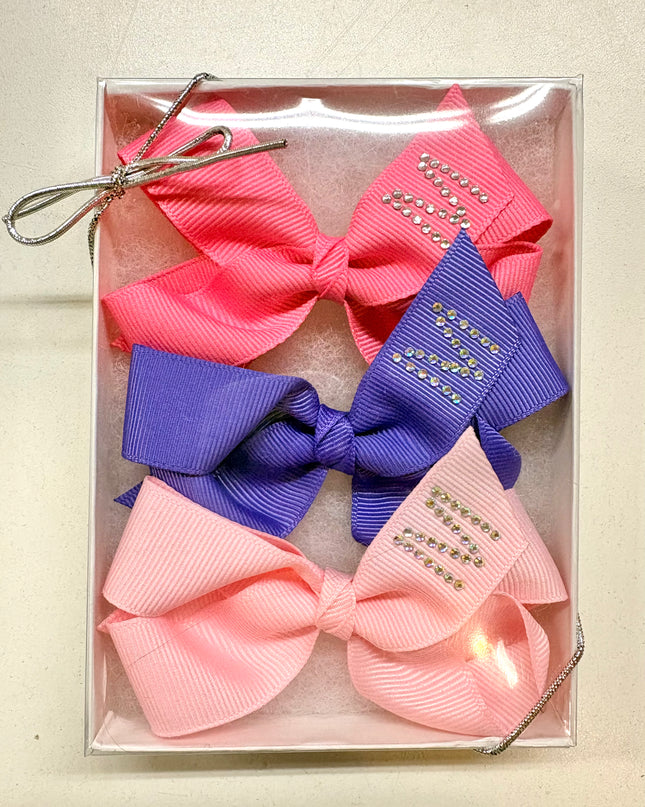 Small Initial Bow Gift Sets-Rhinestones