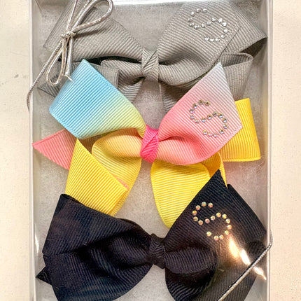 Small Initial Bow Gift Sets-Rhinestones
