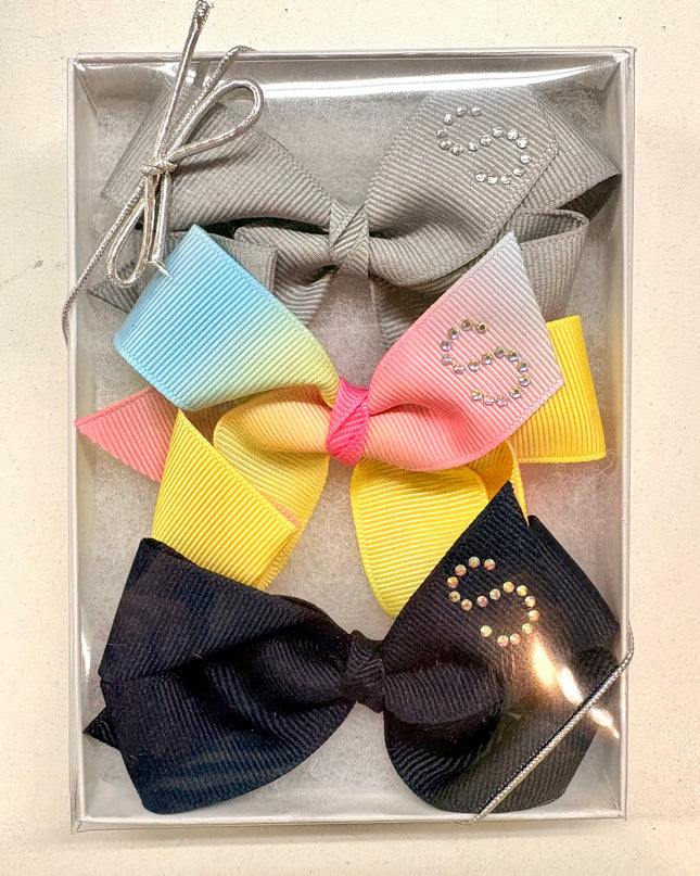 Small Initial Bow Gift Sets-Rhinestones