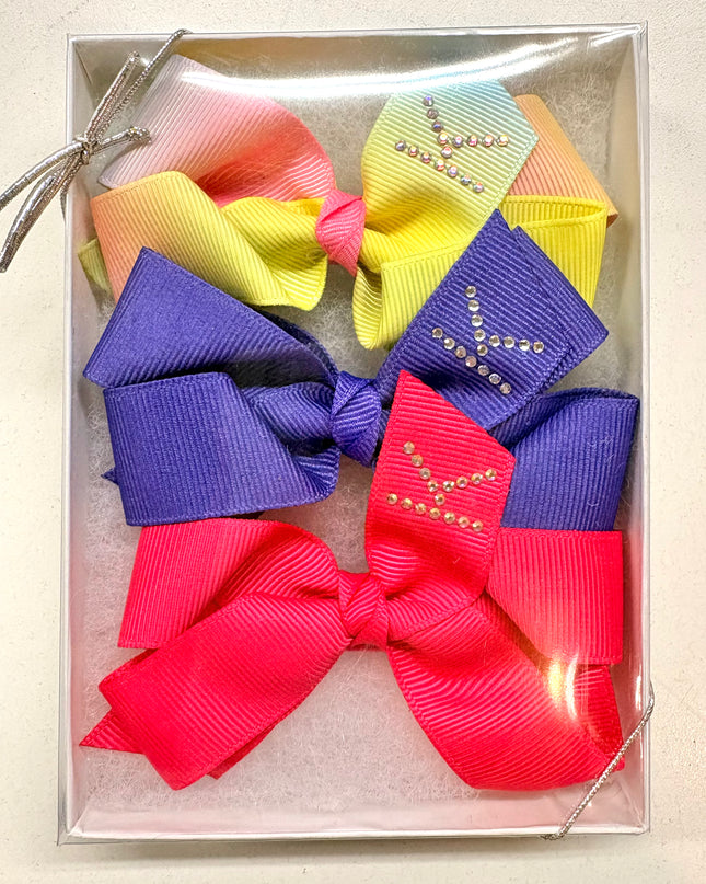 Small Initial Bow Gift Sets-Rhinestones