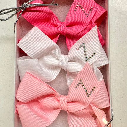 Small Initial Bow Gift Sets-Rhinestones