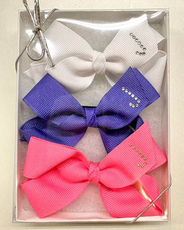 Small Initial Bow Gift Sets-Rhinestones