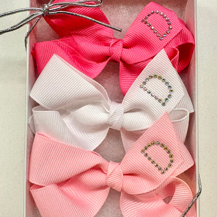 Small Initial Bow Gift Sets-Rhinestones
