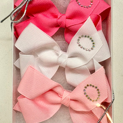 Small Initial Bow Gift Sets-Rhinestones