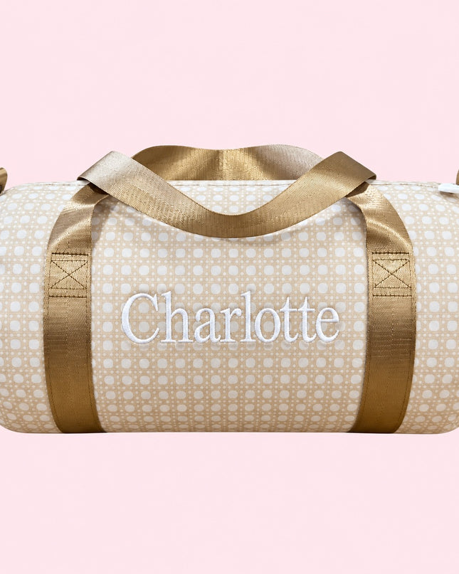 Personalized Champagne Bungalow Glossy Medium Duffel