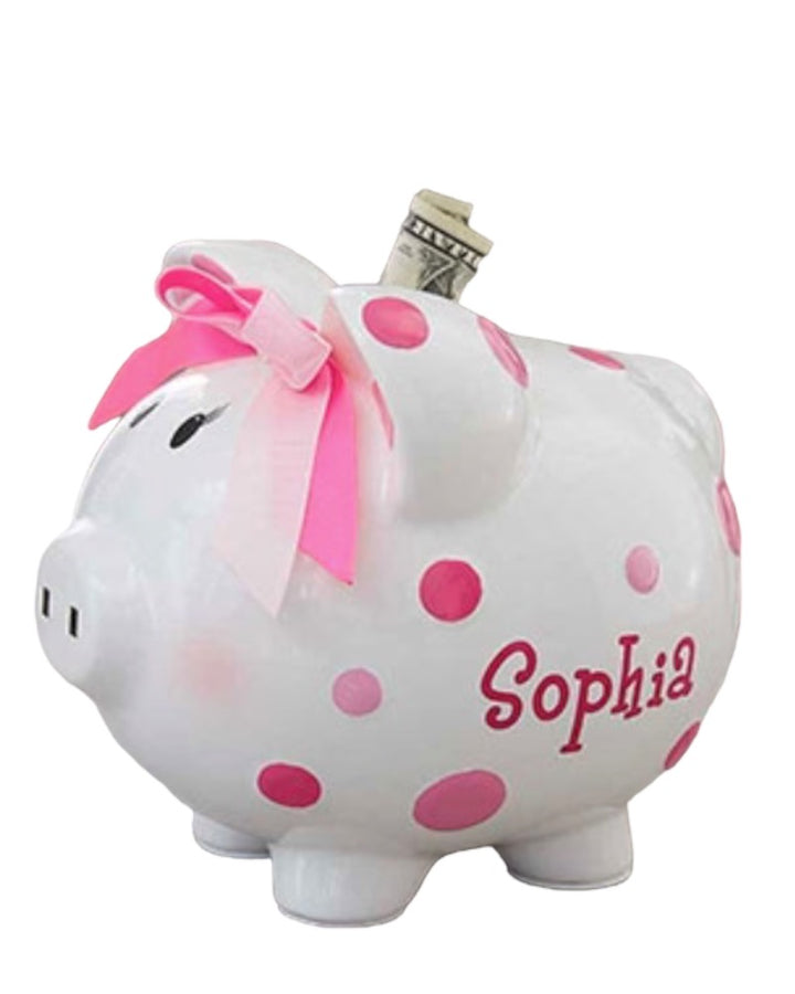 Personalized Polka Dot Piggy Bank