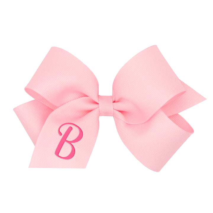 King Monogram Hair Bow-Pink With Hot Pink Initial