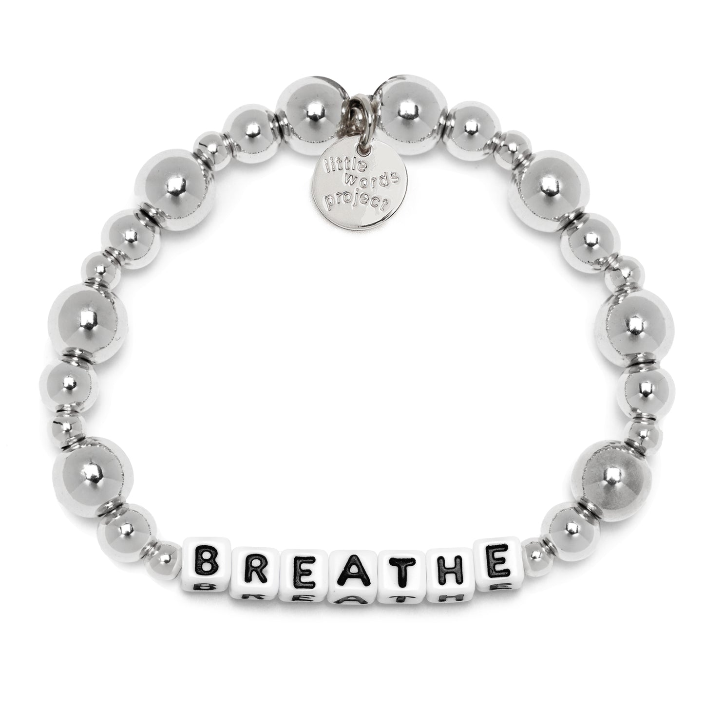 Little Words Project Stretch Bracelet - Breathe - Silver Metallic