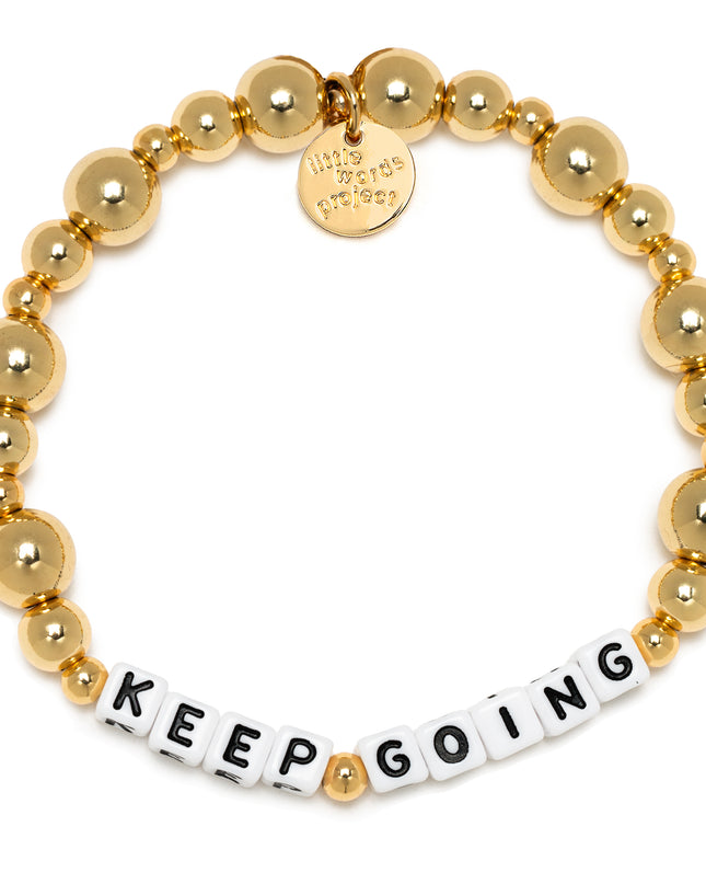 Little Words Project Stretch Bracelet - Keep Going - Gold Metallic