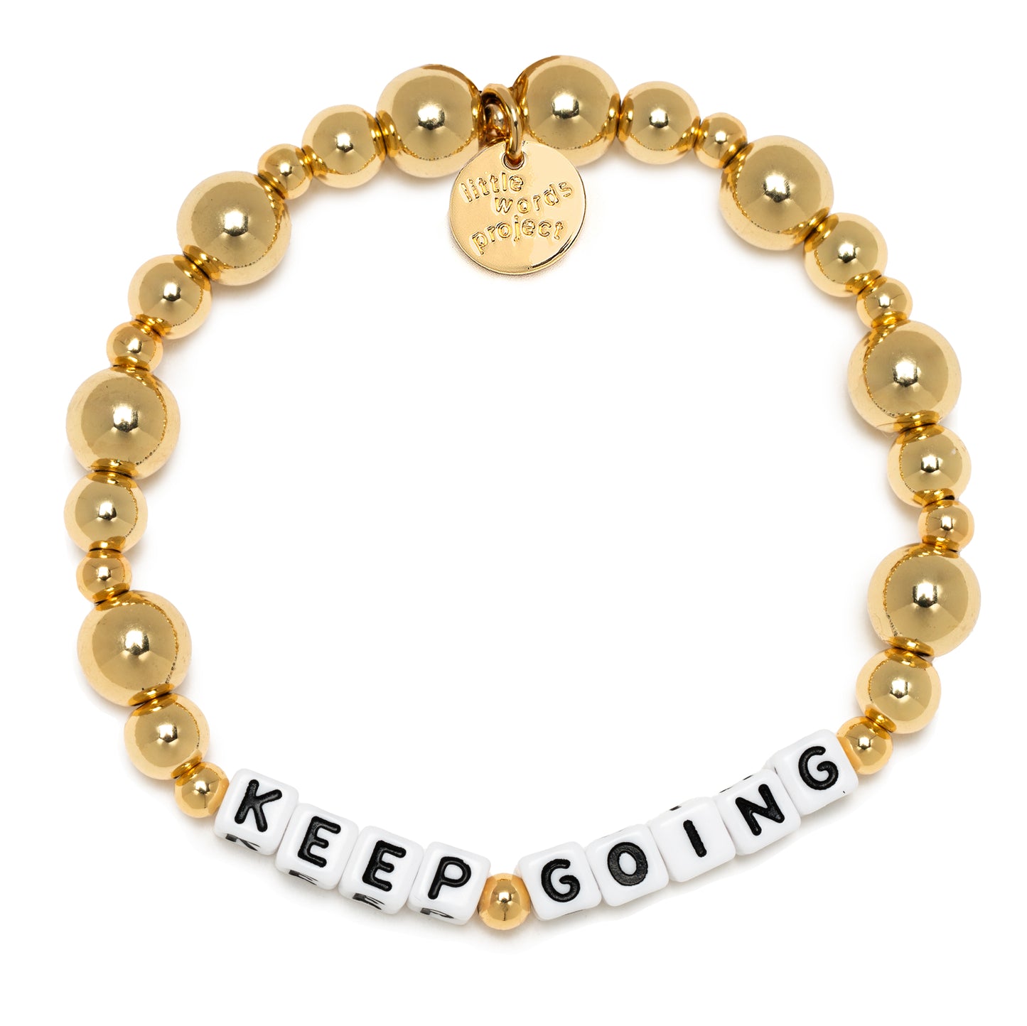 Little Words Project Stretch Bracelet - Keep Going - Gold Metallic