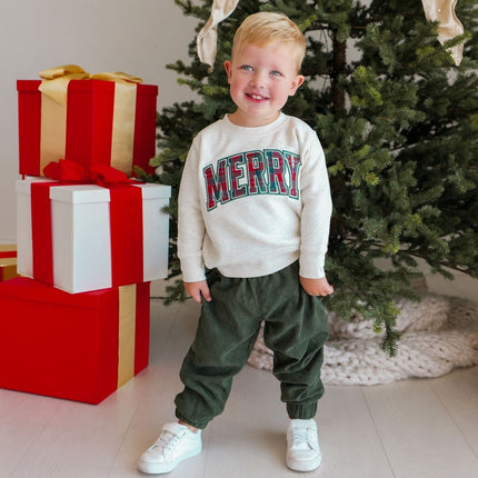 Merry Tartan Patch Christmas Sweatshirt model