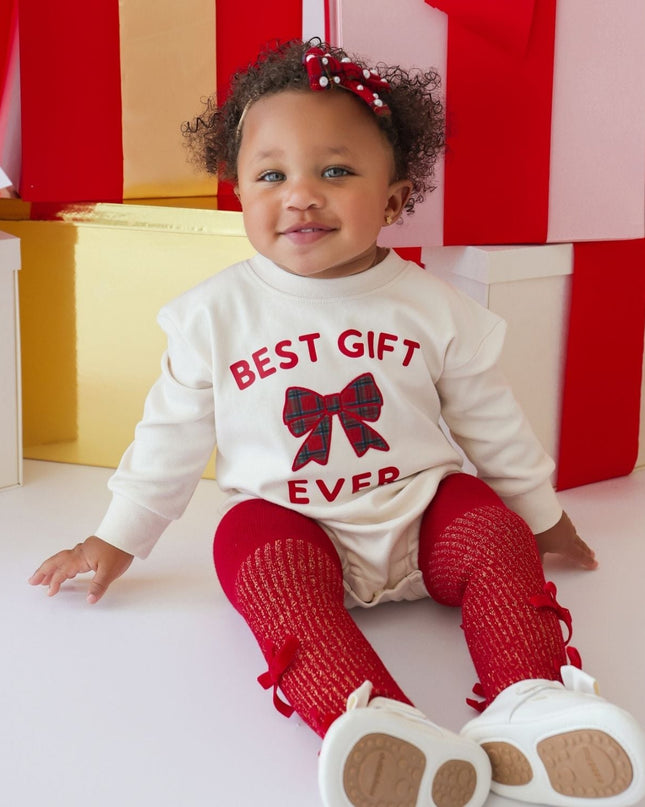 Christmas Tartan Pearl Bow Baby Headband model