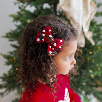 Christmas Tartan Pearl Bow Clip model