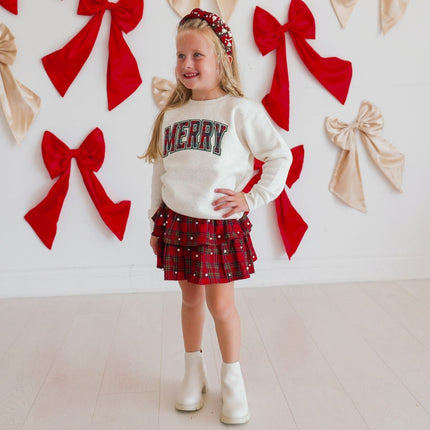 Christmas Tartan Pearl Skirt styled
