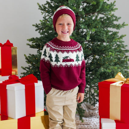 Christmas Truck Fair Isle Sweater on model