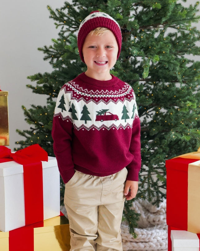 Christmas Truck Fair Isle Sweater on model