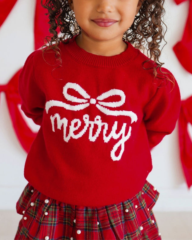 Merry Bow Christmas Sweater model