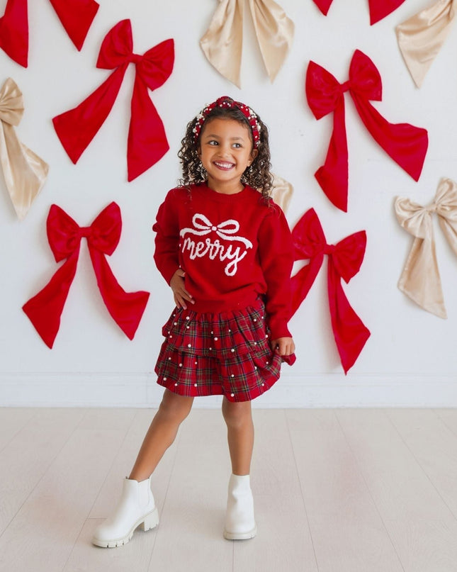 Merry Bow Christmas Sweater model