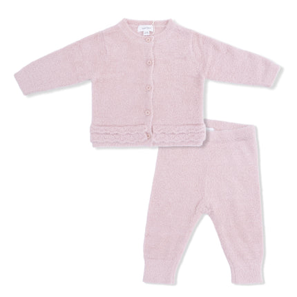 Chenille - Blush Button Down Cardigan Set