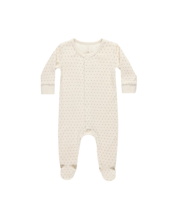 Velour Hidden Snap Footie-Polka Dot