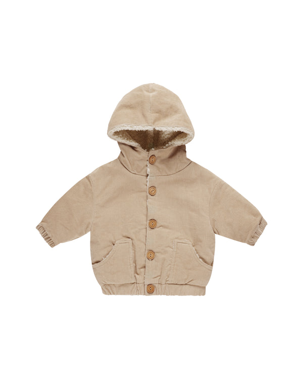 Corduroy Hooded Jacket-Latte