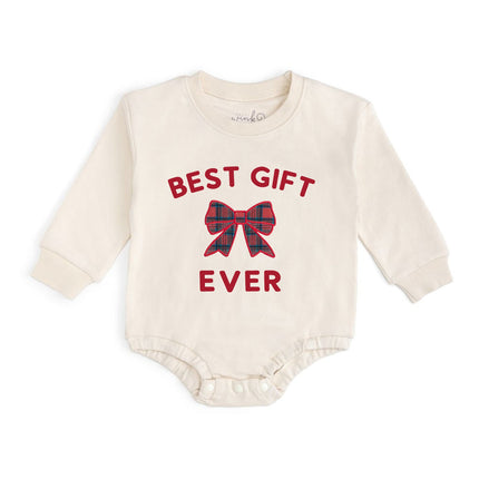 Sweet Wink Best Gift Ever Patch Christmas Long Sleeve Romper product shot