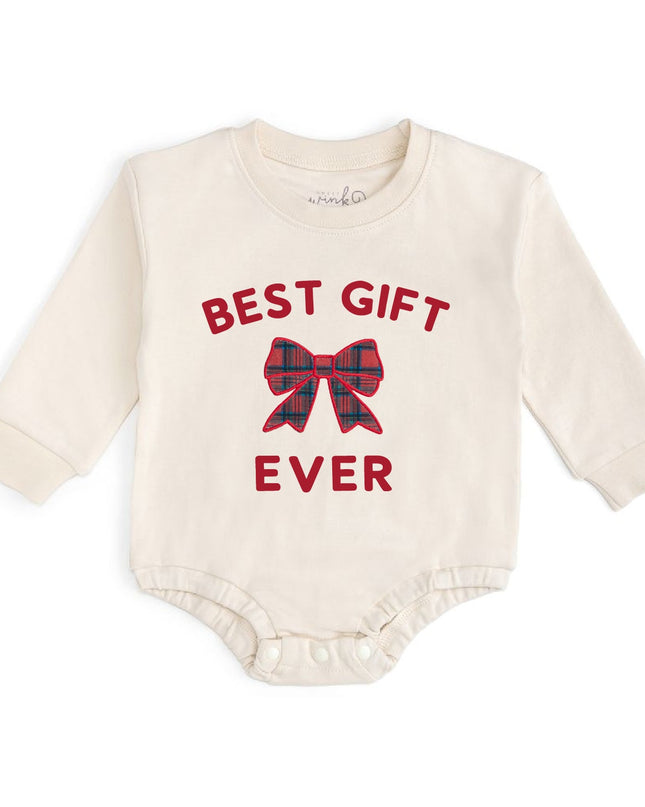 Sweet Wink Best Gift Ever Patch Christmas Long Sleeve Romper product shot