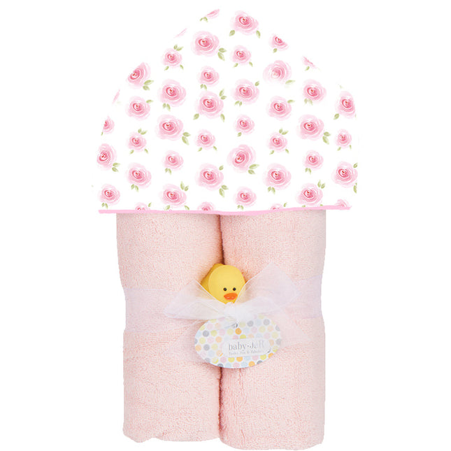 Baby JaR Deluxe Hooded Towel in Rosebuds print