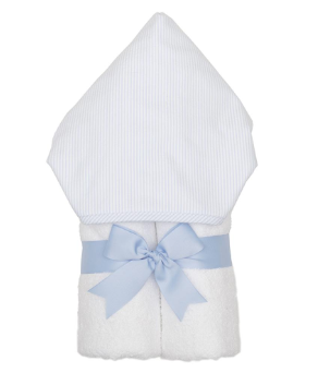 Personalized Blue Seersucker Hooded Towel