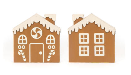 reversible wood cutout house (Gingerbread) white, brown