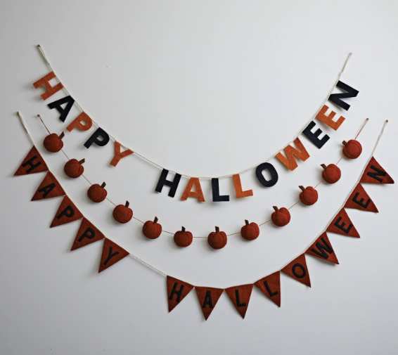 Happy Halloween 72"L Handmade Wool Felt Garland