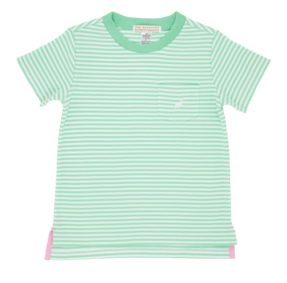 Carter Crewneck-Pocket & Stork-Green Stripe