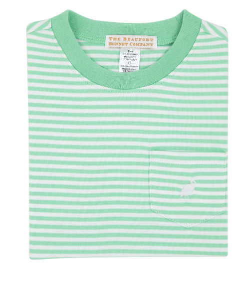 Carter Crewneck-Pocket & Stork-Green Stripe